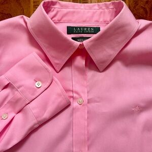 Lauren by Ralph Lauren Pink Long Sleeve Shirt Size Medium Non-Iron